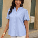 Light Blue Small Love Kuza Serenity Stitch Blouse