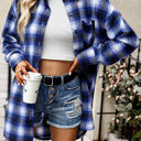 Blue Small Love Kuza Urban Check Longline Shirt