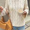 Pink Medium Love Kuza Cozy Waves Cable Knit Sweater