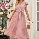  SALE!  Last Piece - Size XL only - Love Kuza Lace Neck Tiered Midi Dress