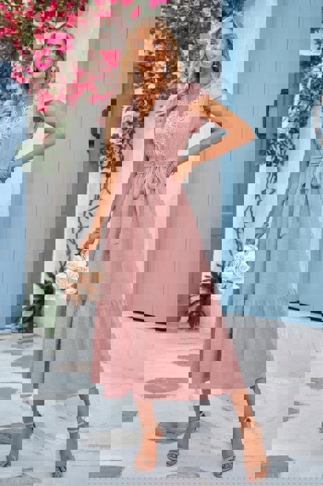 SALE!  Last Piece - Size XL only - Love Kuza Lace Neck Tiered Midi Dress