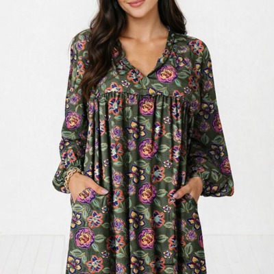 <.>- Wild Bloom Boho Dress