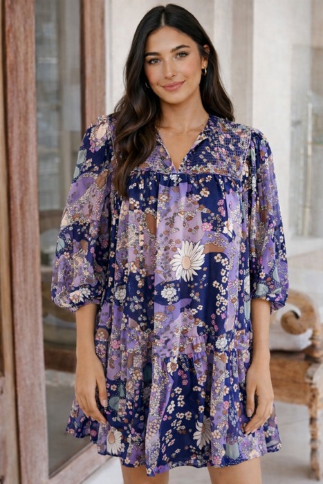 <.>- Moonlit Meadow Smock Dress