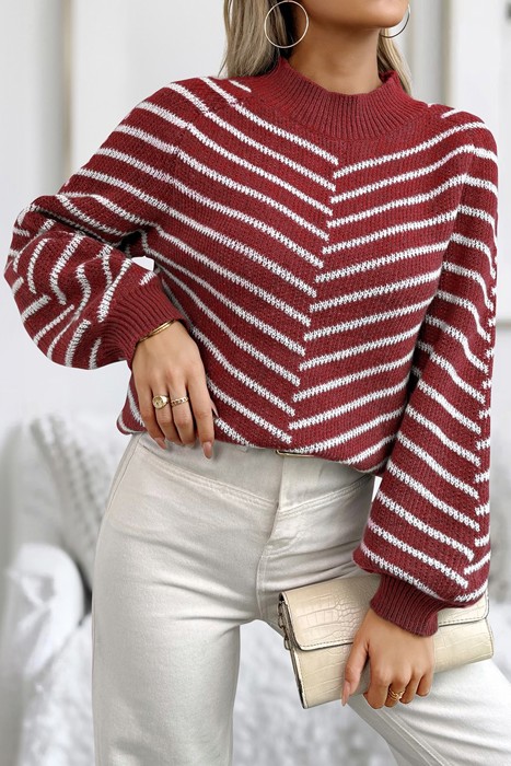 Love Kuza Striped Haven Knit Pullover Sweater