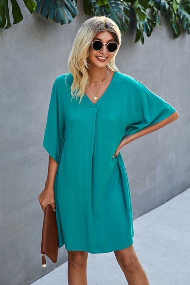 Love Kuza V Neck Dolman Sleeves Dress