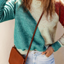  Love Kuza - Colorblock Horizon Knit Sweater
