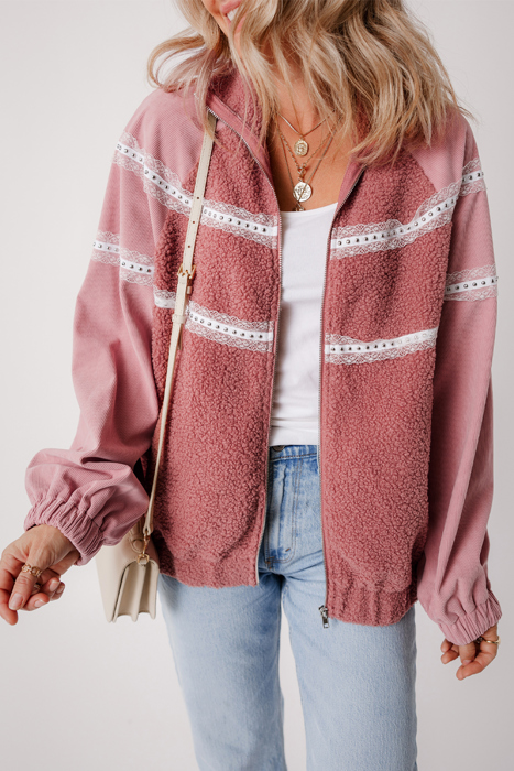 Love Kuza - Rosewood Lace Sherpa Jacket