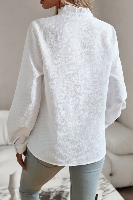 Love Kuza Ruffled Trim Collar Shirt