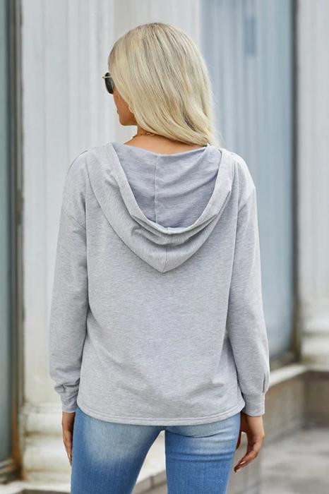 Love Kuza Cotton Mix Vneck Hoodie Top