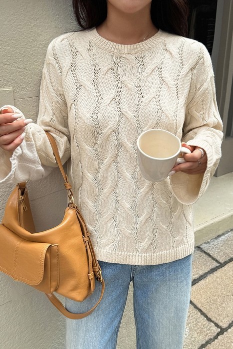 Love Kuza Cozy Waves Cable Knit Sweater