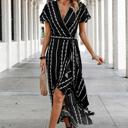  Love Kuza Geo Stripe Ruffled Maxi Wrap Dress