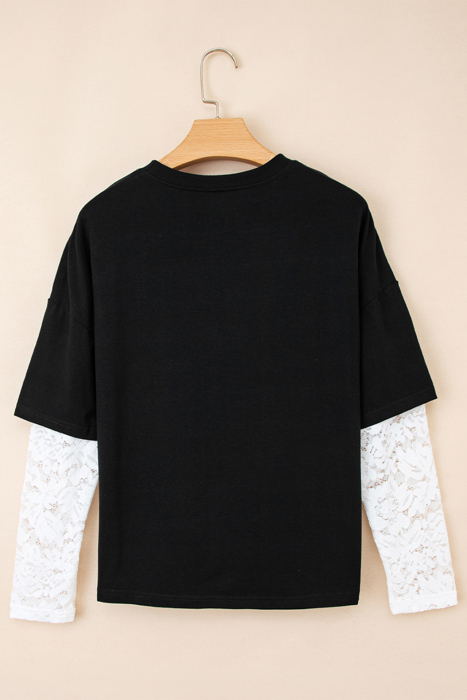 Love Kuza - Lace Layered Contrast Top