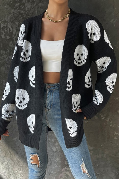 Love Kuza Skull Society Knit Cardigan