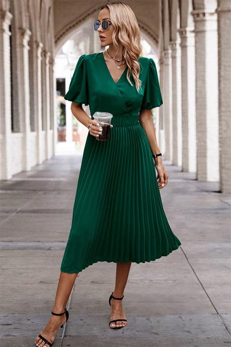 Love Kuza Graceful Pleats Midi Dress