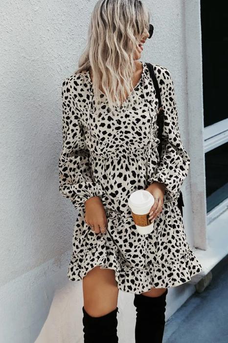 Love Kuza Abstract Dots Long Sleeve Dress 