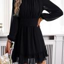 Black Medium Love Kuza Mock Neck Ruched Belt Dress