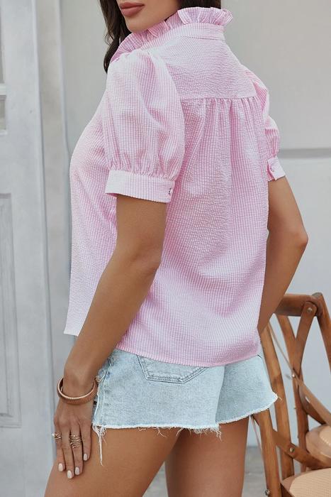 Love Kuza Ruffle Charm Seersucker Blouse
