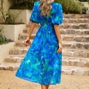  Love Kuza Bold Prints Puffy Sleeves Midi Dress