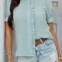  Love Kuza Ruffle Charm Seersucker Blouse