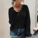  Love Kuza Button Trim Long Sleeve Top