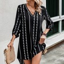  Love Kuza Geo Striped Tab Sleeve Tunic Dress