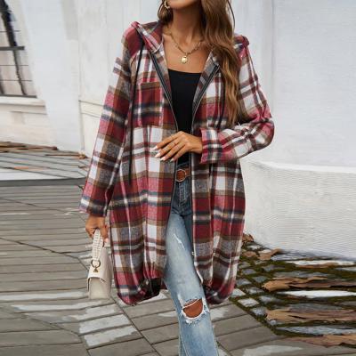 Love Kuza Plaid Hooded Comfort Shirt Jacket