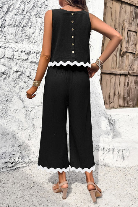 Love Kuza The Wave Trims Top & Capris 2 Pieces Set