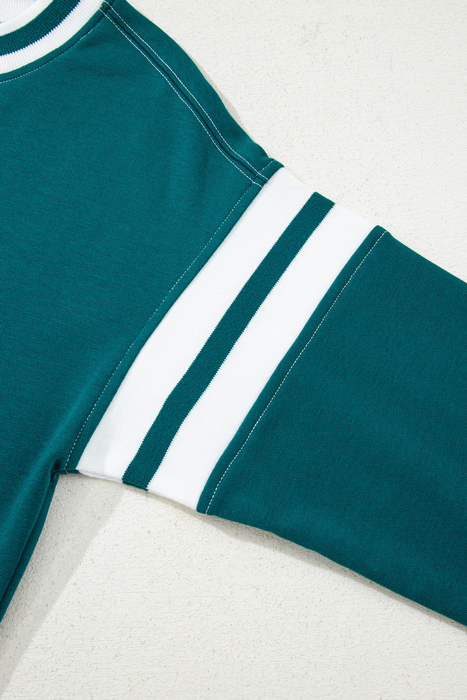 Love Kuza - Evergreen Varsity Stripe Sweatshirt