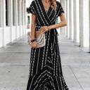  Love Kuza Geo Stripe Ruffled Maxi Wrap Dress
