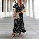  Love Kuza Geo Stripe Ruffled Maxi Wrap Dress