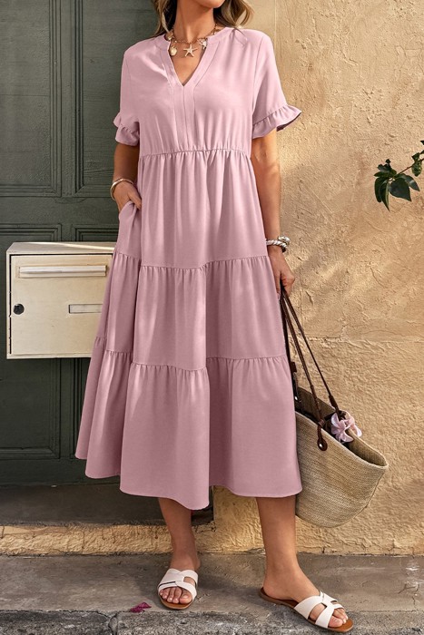Love Kuza Sunset Stroll Tiered Midi Dress