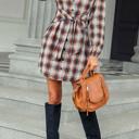  Love Kuza Tie Front Plaid Button Shirt Dress