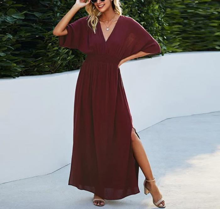 Love Kuza V-Neck Dolman Sleeves Maxi Dress