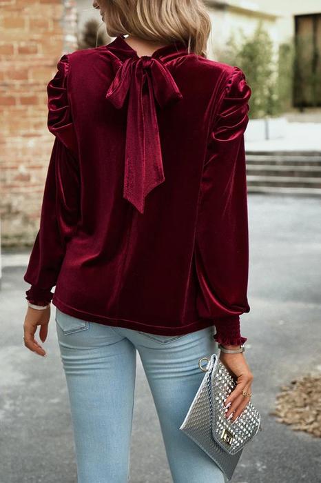 Love Kuza Velvet Tie Back Blouse