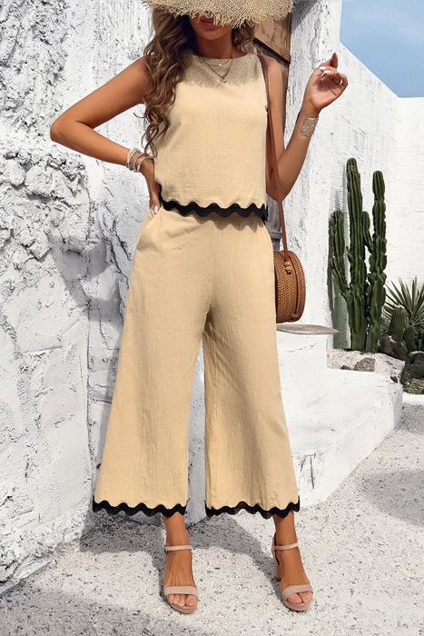 Love Kuza The Wave Trims Top & Capris 2 Pieces Set