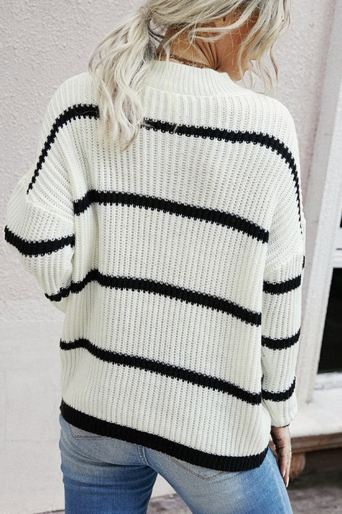 Love Kuza Black Stripes Cozy Sweater