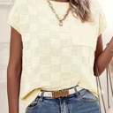  Love Kuza Breezy Check Knit Cap Sleeve Top