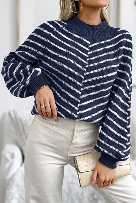 Love Kuza Striped Haven Knit Pullover Sweater