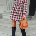  Love Kuza Tie Front Plaid Button Shirt Dress