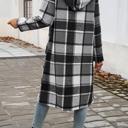  Love Kuza Cool Grey Plaid Trails Hooded Shirt Jacket