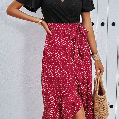Love Kuza Floral Fusion Wrap Midi Dress
