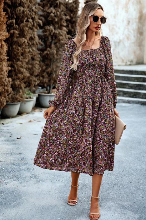 Love Kuza Elegant Flora Midi Dress