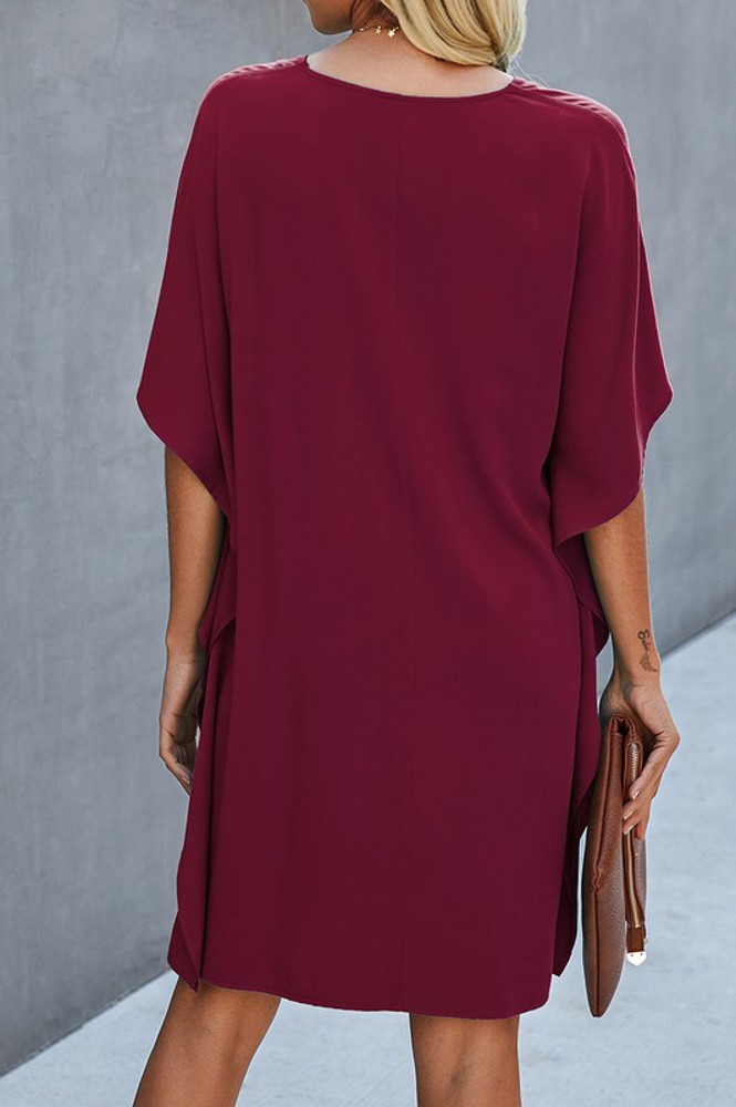 Love Kuza V Neck Dolman Sleeves Dress