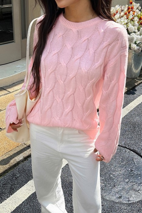 Love Kuza Cozy Waves Cable Knit Sweater
