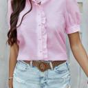  Love Kuza Ruffle Charm Seersucker Blouse