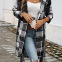  Love Kuza Cool Grey Plaid Trails Hooded Shirt Jacket