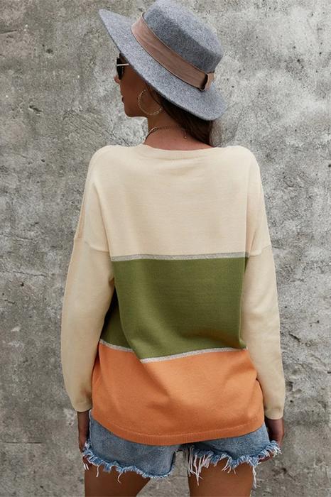 SALE! - Size L - only - Love Kuza Colorblock Long Sleeve Sweater