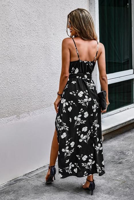 Love Kuza Floral Noir Maxi Wrap Dress