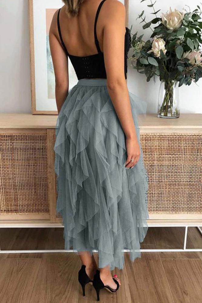 Love Kuza Tulle Tulle Tiered Maxi Skirt