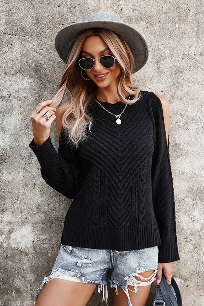 Love Kuza Open Shoulder Twist Sweater